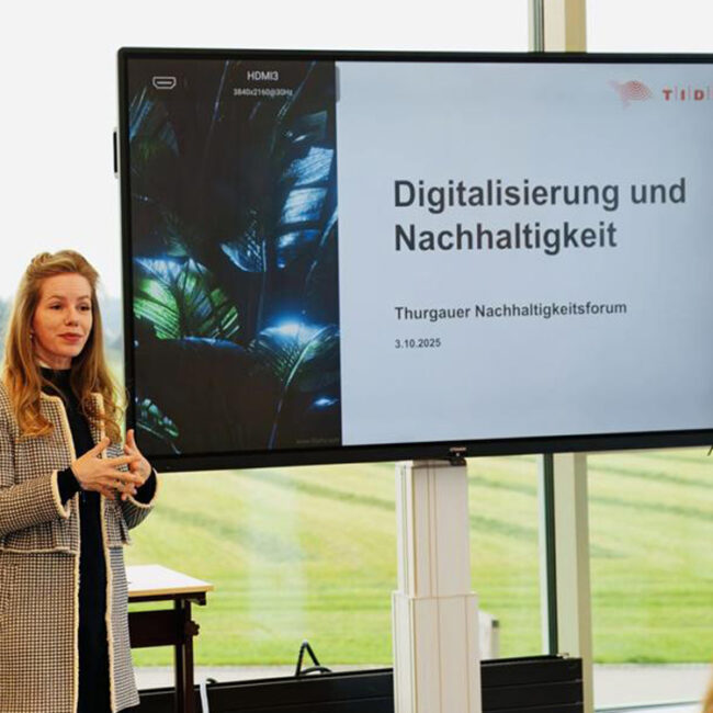 CEO Caroline Obolensky spricht beim Thurgauer Nachhaltigkeitsforum 2025 über "Digitalisierung und Nachhaltigkeit"